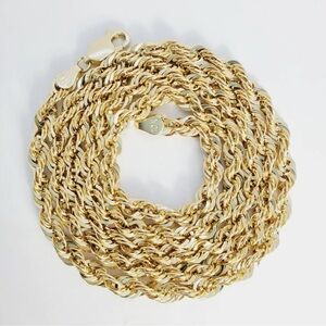 REAL GOLD 3MM Rope Chain Diamond Cut 24”” NEW